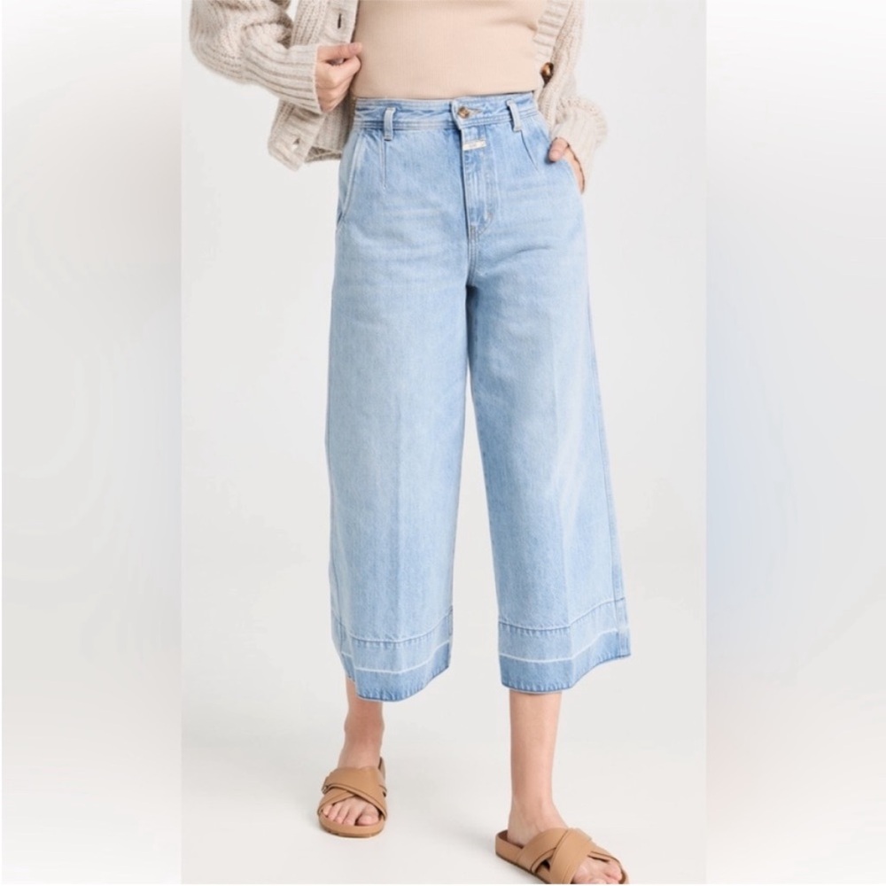 BOGO! Anthropologie Closed Denim Leira Wide Leg Crop Jeans Light Blue Wash 23